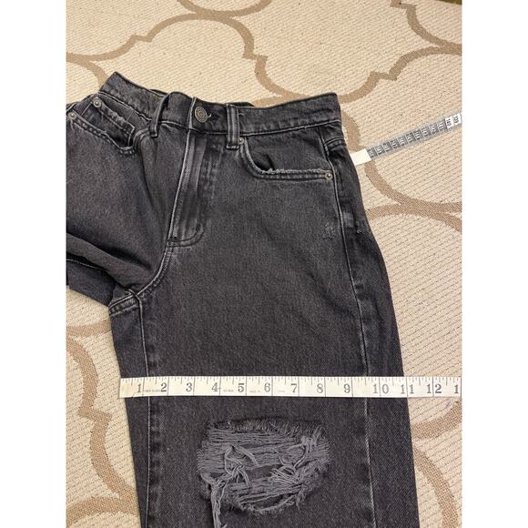 Garage denim black distressed vintage straight jeans, size: 0/ 24 - Picture 10 of 13